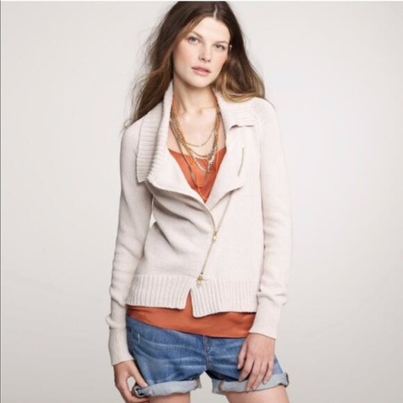 J.Crew Torque Moto Knit Asymmetrical Zip Cardigan Dark Grey Size XS - Picture 2 of 8